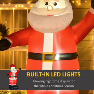  8ft Inflatable Christmas Santa Claus Waving Hands, Blow-Up Outdoor LED Yard Display for Lawn Garden Party