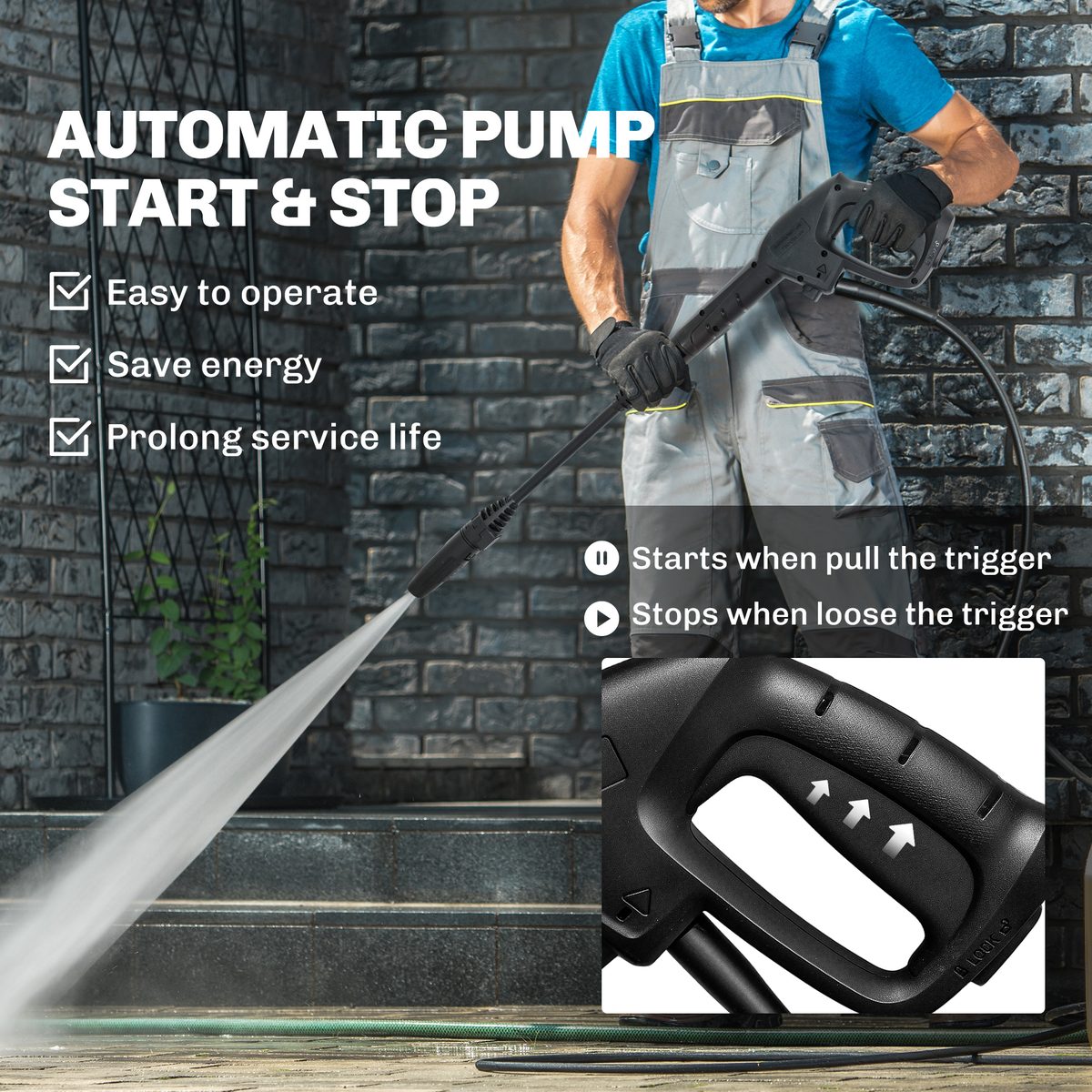  Electric Pressure Washer, 2176 PSI High Pressure Washer with 20 ft Outlet Hose, Adjustable Nozzle, 1.9GPM Power Washer