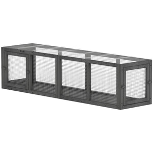  Outdoor Cat Tunnel, Wooden Play Cat Enclosure, Extendable Pet Run with 3 Doors, for Indoor and Outdoor Use, Grey