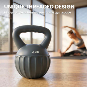 Soozier Kettlebell, 13 lbs Kettle Bell with Non-Slip Handle for Home Gym, Weight Lifting and Strength Training, Grey