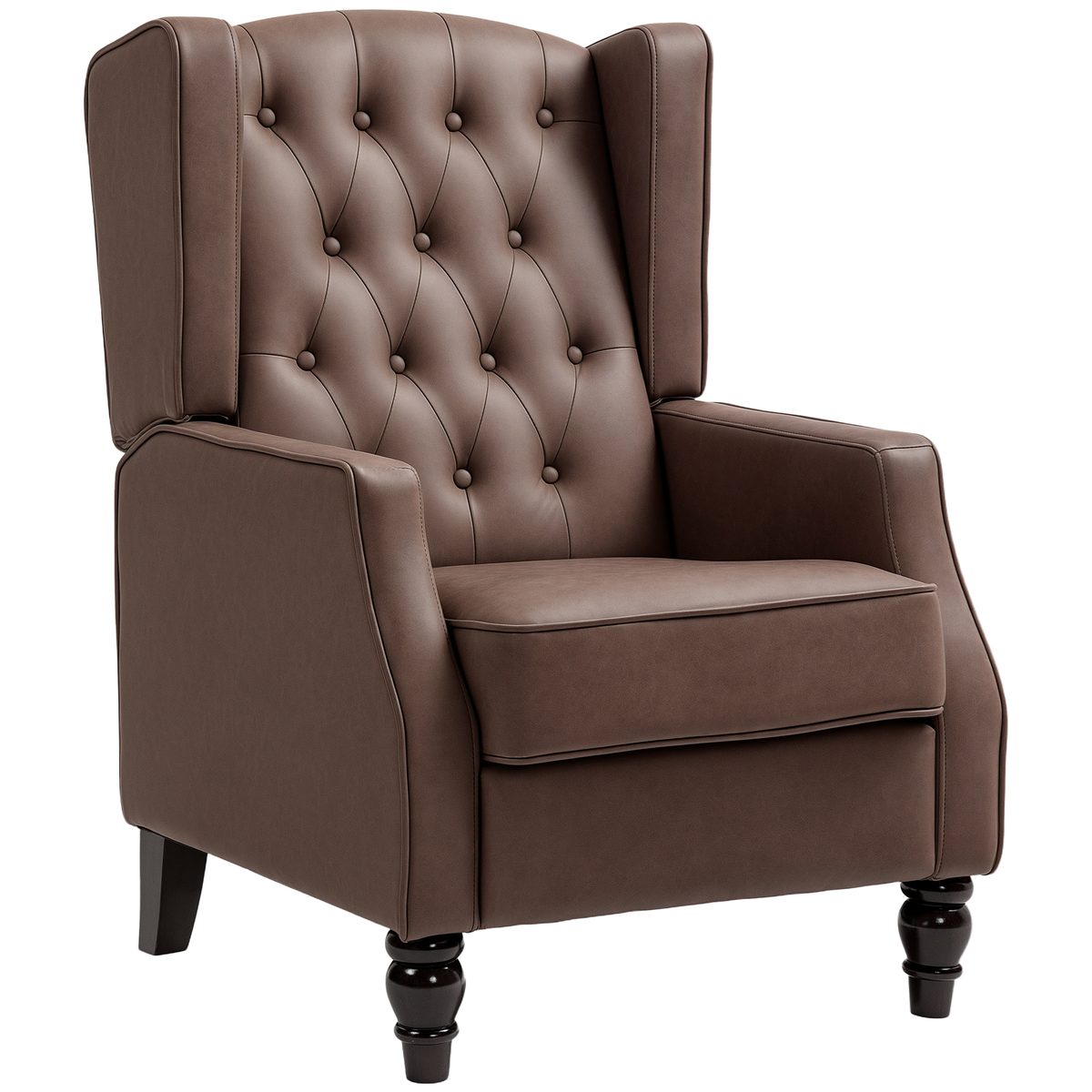 Faux Leather Accent Chair with Thick Padding for Living Room, Bedroom, Home Office, Khaki