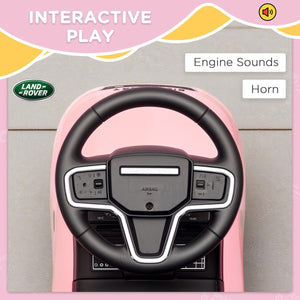 Qaba Licensed Land Rover Ride on Push Car with Anti-Tip Device, Under-Seat Storage, Horn, Engine Sounds for 18-36 M, Pink