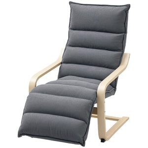  Accent Chair, Velvet Upholstered Living Room Chair with Footrest, Wood Frame, Dark Grey