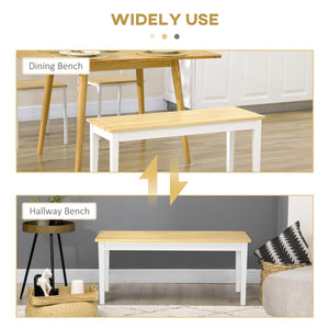  40" Wood Dining Bench for 2 People, Wooden Bench Seat for Kitchen, Dining Room, Entryway, Natural