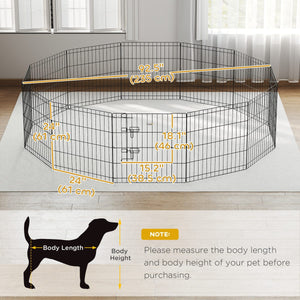  24inch Foldable Metal Exercise Pet Playpen Yard Dog Puppy Kennel Cage 12 Panels