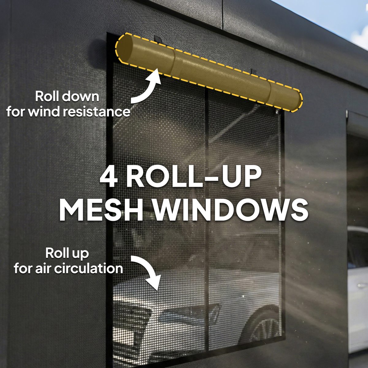  20' x 20' Heavy Duty Carport, Portable Garage Car Canopy Tent Shelter with 3 Roll-up Doors, 4 Windows, Dark Grey