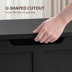  31.5 Inches Storage Chest, Storage Trunk with Safety Hinge for Living Room, Black Wood Grain