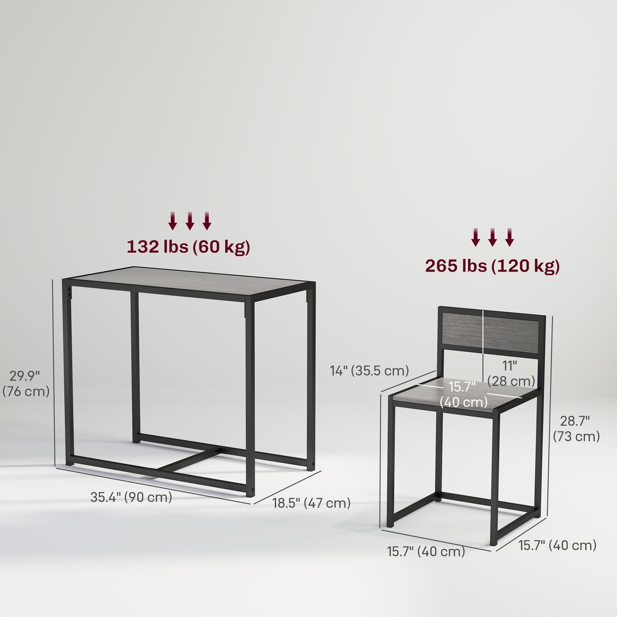  Dining Table Set, Industrial Dining Set for 2, Kitchen Table and Chairs for Small Space, Dining Room Table with Chairs