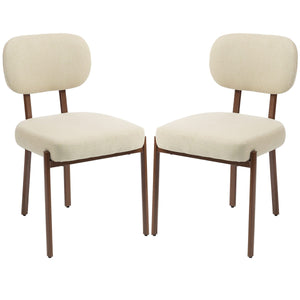  Upholstered Linen Fabric Kitchen Chairs, Modern Dining Chairs Set of 2 with Metal Legs, Beige