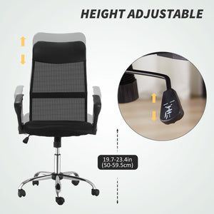  Ergonomic Mesh Office Chair, High Back Computer Desk Chair with Adjustable Height, Tilt Function, Armrest, 360° Swivel Office, Black