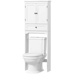  Over The Toilet Storage, Modern Bathroom Cabinet Over Toilet with Drawer, Cabinet and Adjustable Shelf, White