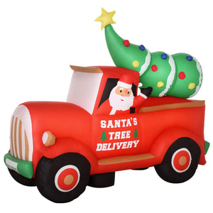  6ft Christmas Inflatable Santa Claus Driving A Truck with LED Lights, Blow-Up Outdoor LED Yard Display for Lawn, Garden, Party