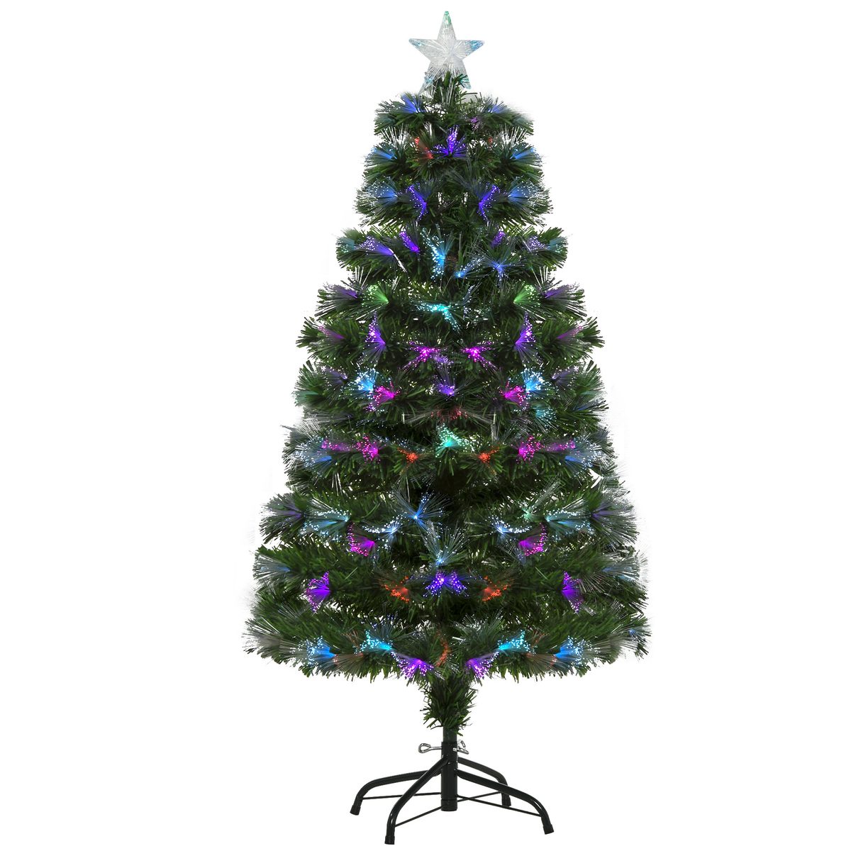 4ft Pre-Lit Optic Fiber Xmas Tree Artificial Spruce Tree Top Star