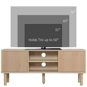 Modern TV Stand for TVs up to 50", TV Cabinet with Storage Shelves for Living Room, Natural