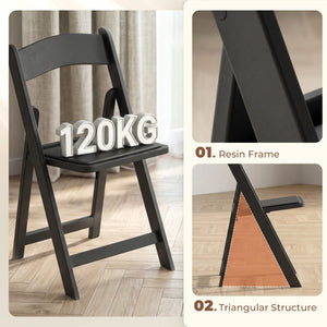  4 Pack Folding Chairs, Foldable Resin Chair with Padded Seat, Portable Indoor Outdoor Seat for Office Events Dining