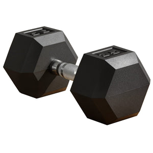 Soozier 35lbs Rubber Hex Dumbbell, Weight Dumbbell Hand Weight Barbell for Body Fitness Training for Home Office Gym, Black