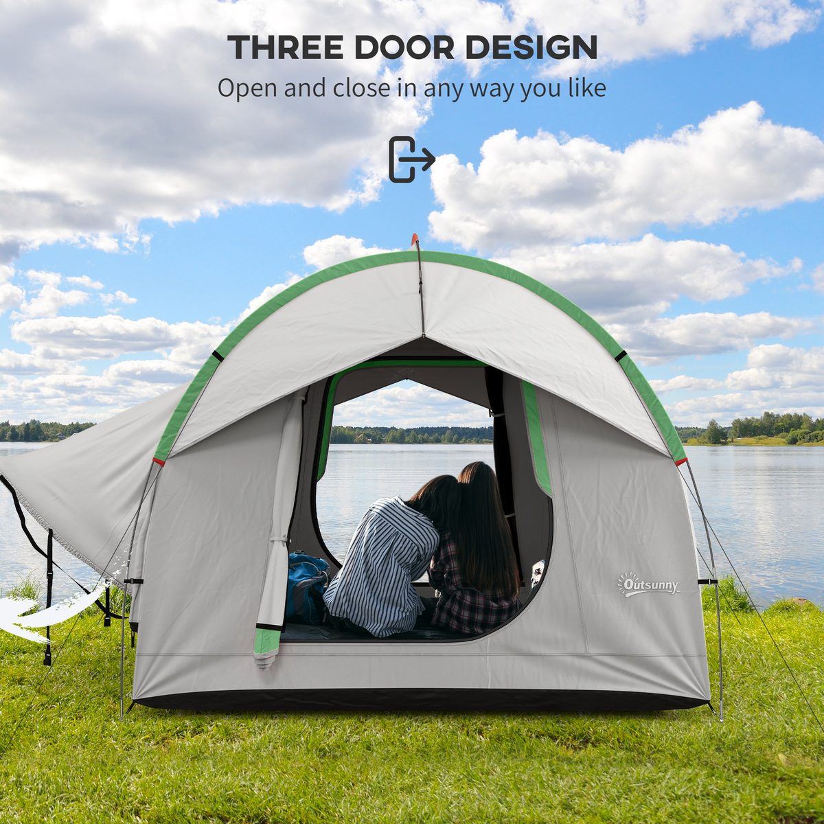  2000mm Waterproof SUV Tent, Car Tent with 3 Doors and Mesh Window, for 5-6 Person Camping Travel, Grey and Green