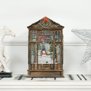  Musical Snow Globe with Lights, Christmas Snow Globe Lantern with Swirling Glitter for Holiday Party Gift, Bronze
