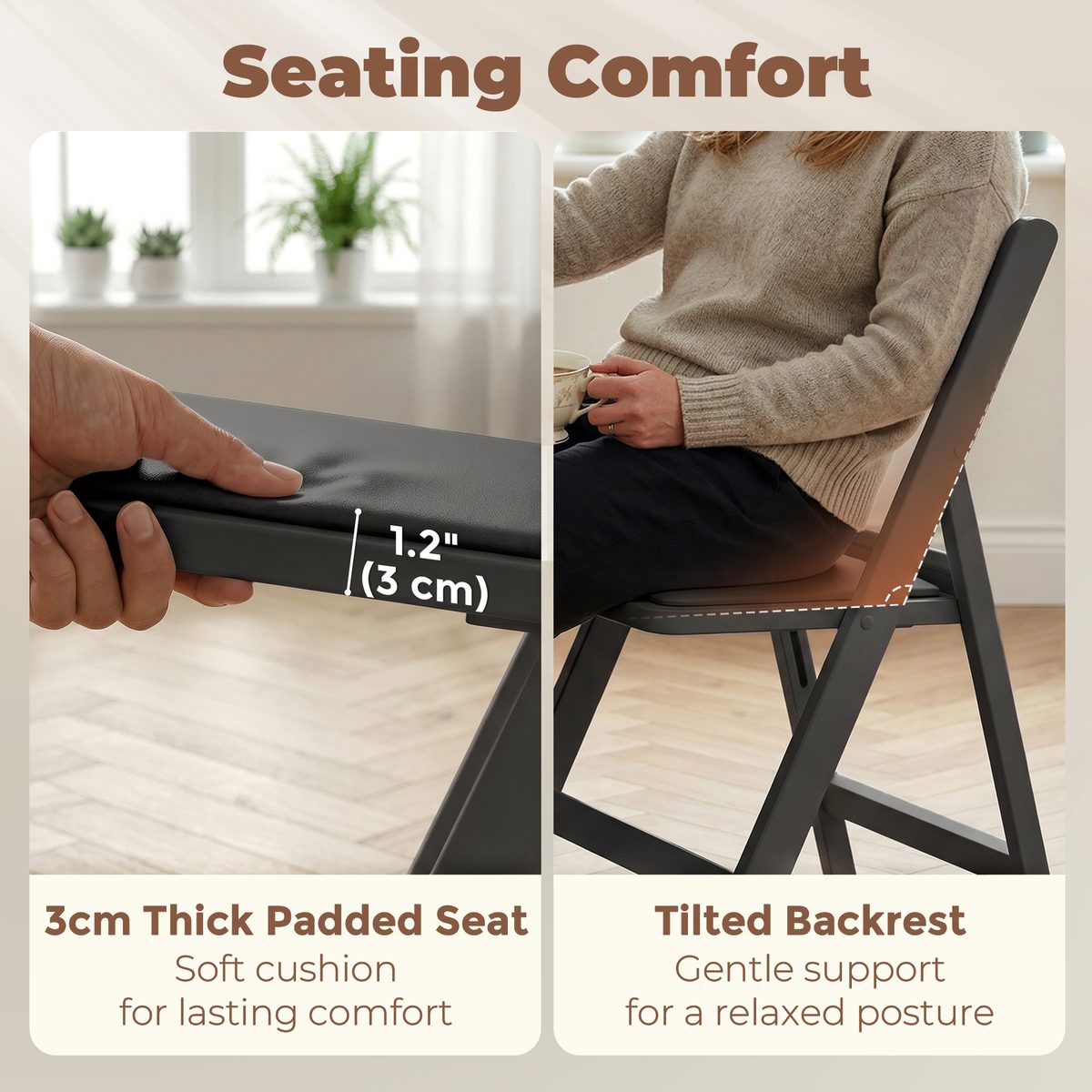  4 Pack Folding Chairs, Foldable Resin Chair with Padded Seat, Portable Indoor Outdoor Seat for Office Events Dining