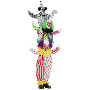  Life Size Stackable Halloween Animated Clown with Red Light Up Eyes, Sound Activated Scary Clown Halloween Decorations
