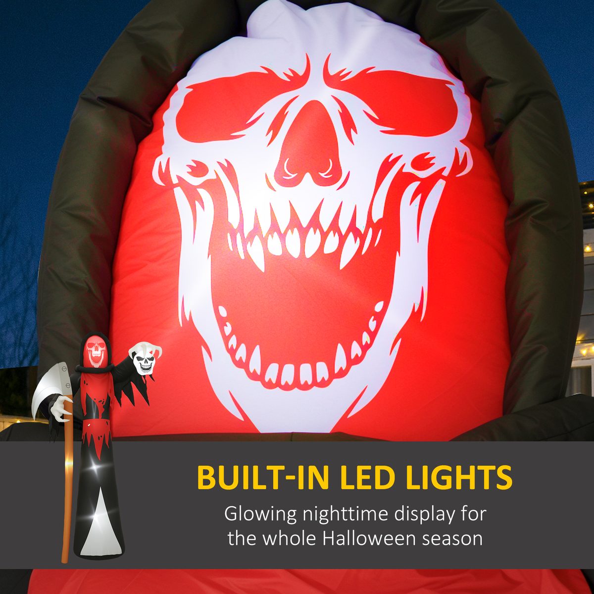  12 FT Halloween Inflatable Grim Reaper, Blow Up Garden Decor with Built-in Lights for Halloween Party Indoor, Outdoor