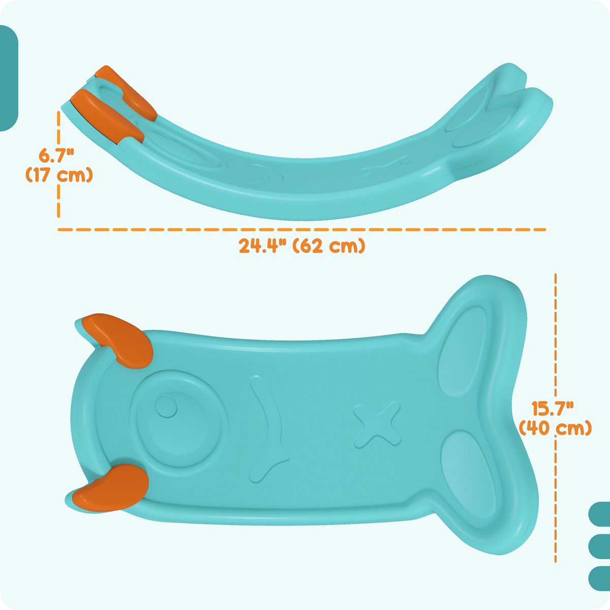 Qaba 24.4" Kids Balance Board, Wobble Board Toddler Curved Rocker, Preschool Balance & Sensory Play Toy, Ages 3-6 Light Blue