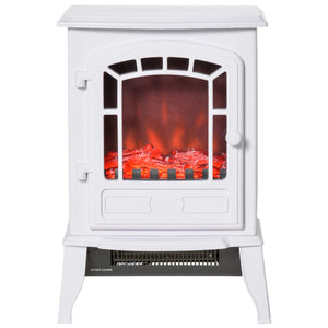  Electric Fireplace Heater, Freestanding Fireplace Stove with Realistic Flame Effect Overheat Protection 750W/1500W White