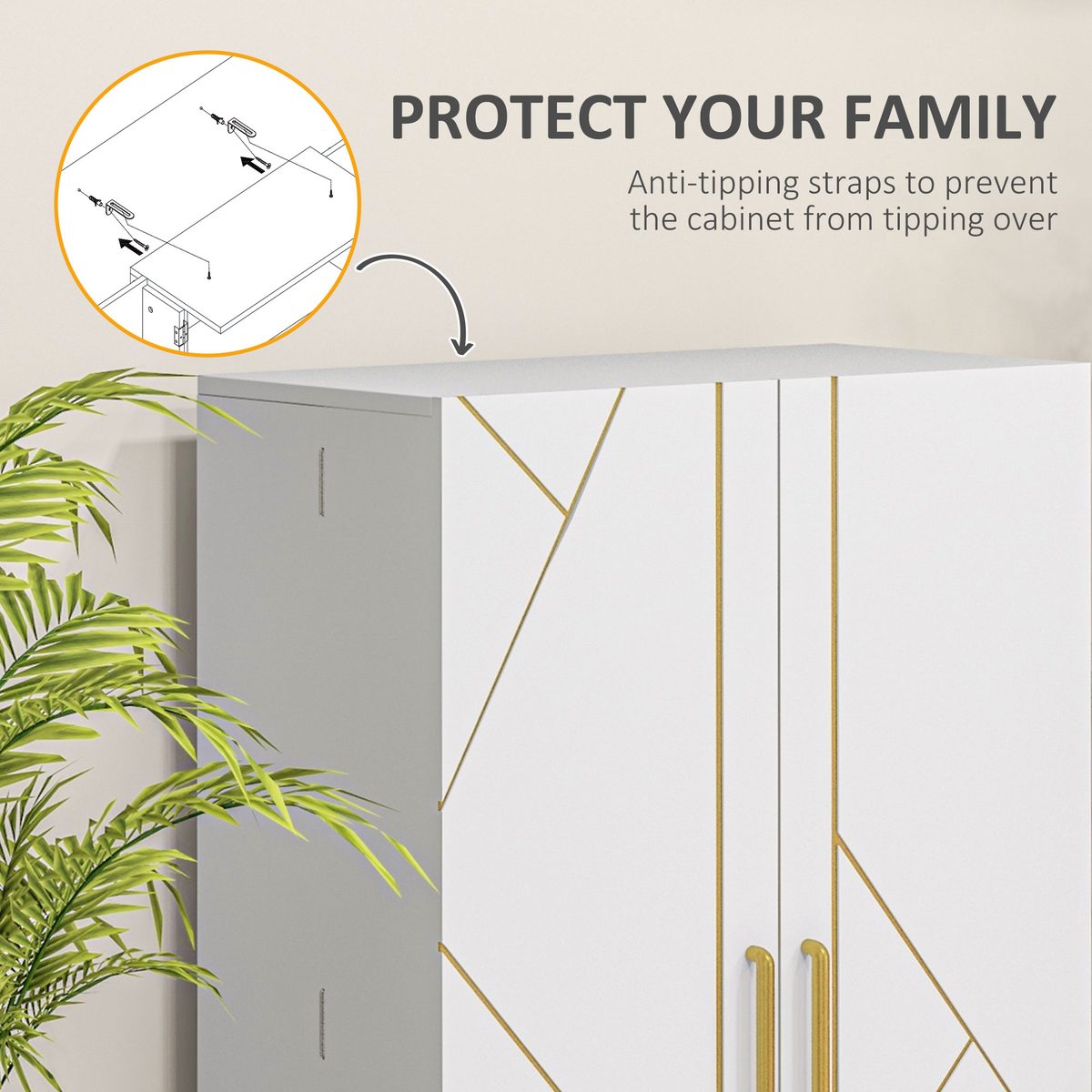  44" Storage Cabinet, 2-Door Kitchen Pantry Cabinet with 4-tier Shelving, 8 Spice Racks and Adjustable Shelves