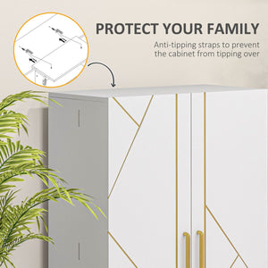  44" Storage Cabinet, 2-Door Kitchen Pantry Cabinet with 4-tier Shelving, 8 Spice Racks and Adjustable Shelves