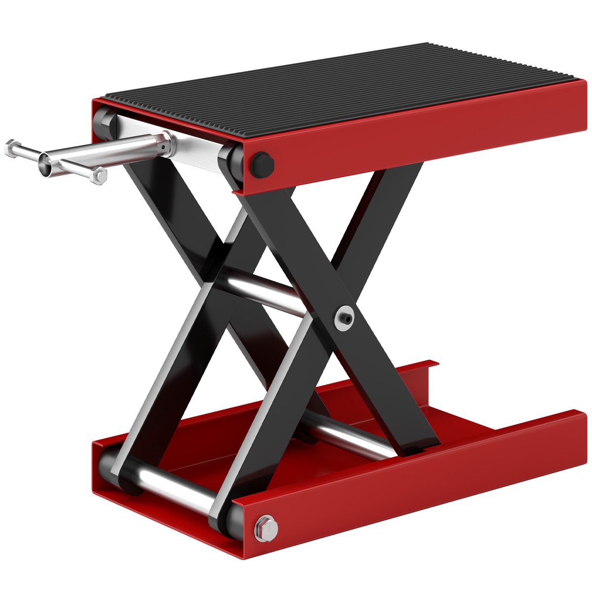  1100lbs Motorcycle Jack, Height Adjustable Motorcycle Scissor Lift Jack with Anti-Slip Wide Deck for Home Garage, Red