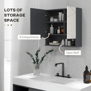  Medicine Cabinet, Wall Mounted Bathroom Mirror Cabinet with Mirrored Door, Adjustable Shelf and Soft Close Mechanism, Light Grey