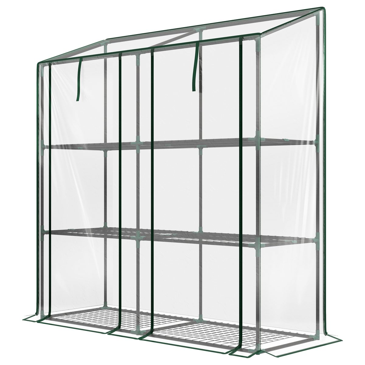  Portable Mini Greenhouse Green House with 3 Tier Shelves, Reinforced Cover, Roll-up Doors, 56.3" x 18.1" x 59.4"