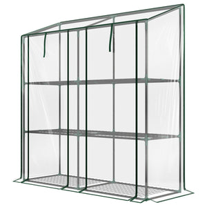  Portable Mini Greenhouse Green House with 3 Tier Shelves, Reinforced Cover, Roll-up Doors, 56.3" x 18.1" x 59.4"