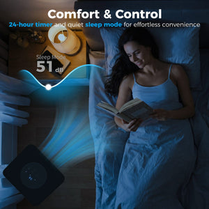  8,000 BTU Moible Air Conditioner 345 Sq. Ft., Dehumidifier Fan Auto Sleep with 24H Timer On/Off, Window Kit, Black