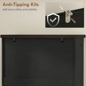  72" Tall Kitchen Pantry Cabinet, Farmhouse Storage Cabinet with 8 Door Racks and Adjustable Shelves, Black