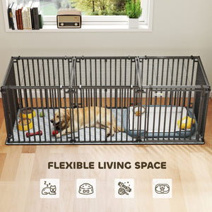  83 Inch Heavy Duty Dog Crate, Extra Large Metal Dog Cage Kennel with Mat for Large Breeds, Modular Puppy Playpen