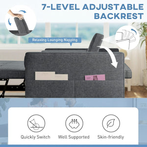  Pull Out Sofa Bed, Sleeper Sofa Couch with USB Ports, Small Linen Loveseat Futon Couch for Living Room, Dark Grey