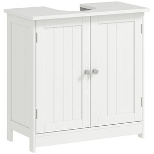  Bathroom Vanity, 24" Pedestal Sink Bathroom Vanity Furniture with 2 Doors and Shelf, White