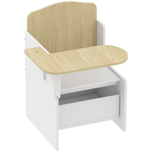 Qaba Kids Table and Chair Set, Children Desk and Chair with Storage Bin for Playing, Reading, Painting, for Ages 3-5, White