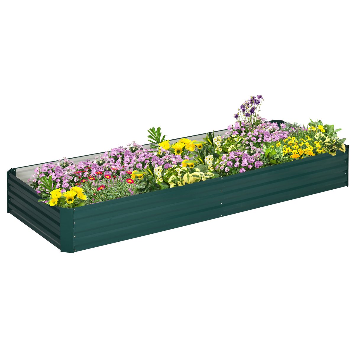  95" x 36" x 12" Galvanized Raised Garden Bed, Metal Elevated Planter Box for Growing Flowers, Herbs, Succulents, Green