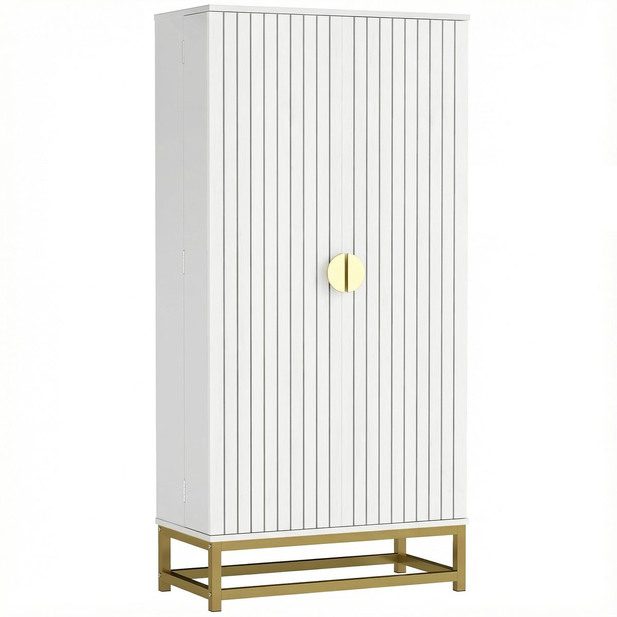  47" Kitchen Pantry Cabinet, Freestanding Kitchen Storage Cabinet with 12 Door Shelves and Adjustable Shelves, White