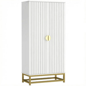  47" Kitchen Pantry Cabinet, Freestanding Kitchen Storage Cabinet with 12 Door Shelves and Adjustable Shelves, White