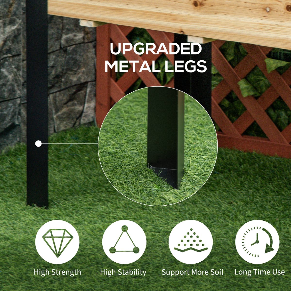  Raised Garden Bed, Elevated Planter Box, 47"x24"x29" with Legs, Metal Frame, Wooden Planter Pot for Backyard, Patio to Grow Vegetables, Herbs, and Flowers, Natural