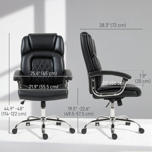  Big and Tall Office Chair 400 lbs, Desk Chair with Spring Cushion, PU Leather, High Back, Swivel Wheels, Black