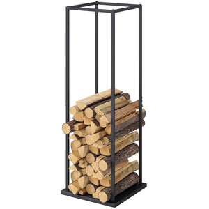  Firewood Rack Outdoor, Heavy Duty Log Holder, Vertical Fireplace Storage Rack, 220 lbs Capacity, 13" x 13" x 43", Black