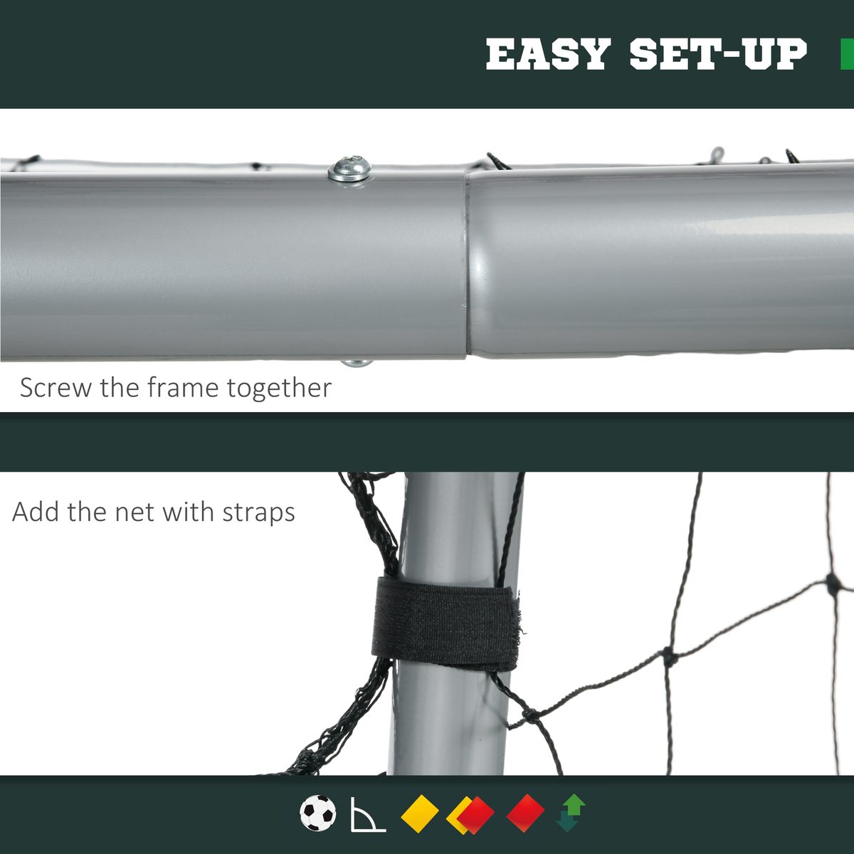 Soozier 10ft x 6.5ft Soccer Goal, Soccer Net for Backyard with Ground Stakes, Quick and Simple Set Up