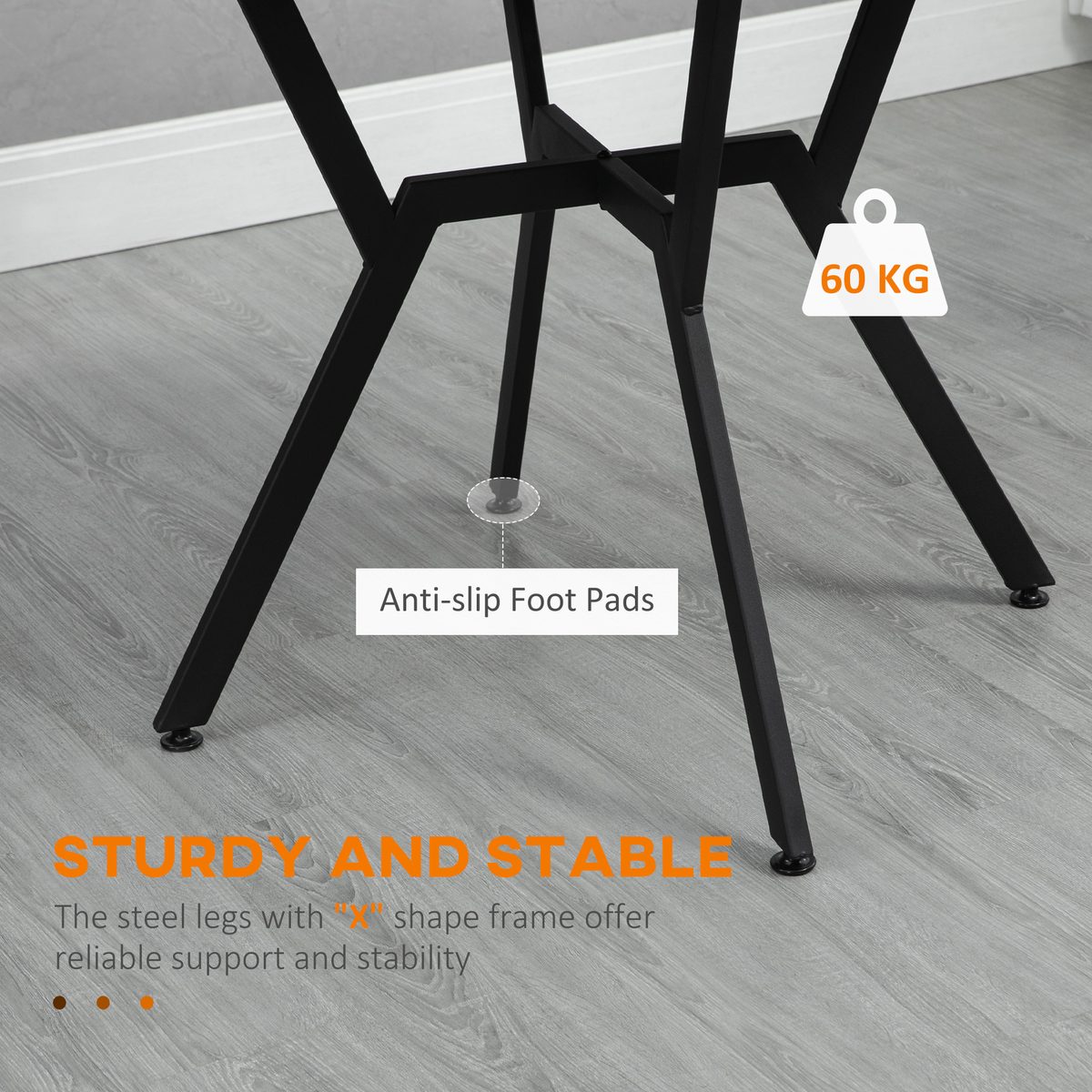 35" Round Dining Table, Modern Dining Room Table with Steel Frame, Space Saving Small Kitchen Table, Brown