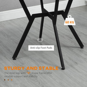  35" Round Dining Table, Modern Dining Room Table with Steel Frame, Space Saving Small Kitchen Table, Brown