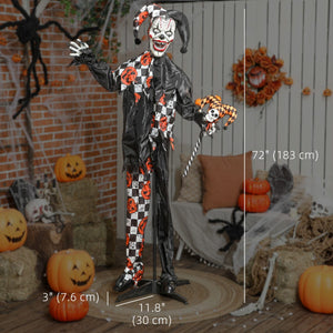  Life Size Halloween Animated Clown with Red Light Up Eyes, Sound Activated Scary Halloween Decorations, Battery Operated