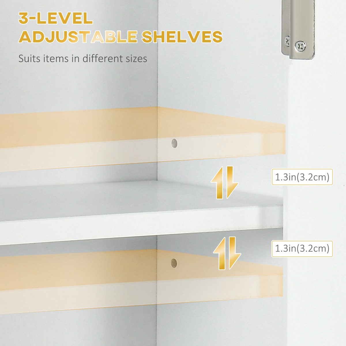  Bathroom Wall Cabinet, Medicine Cabinet, Toilet Storage Cabinet with Shelf for Living Room and Entryway, White
